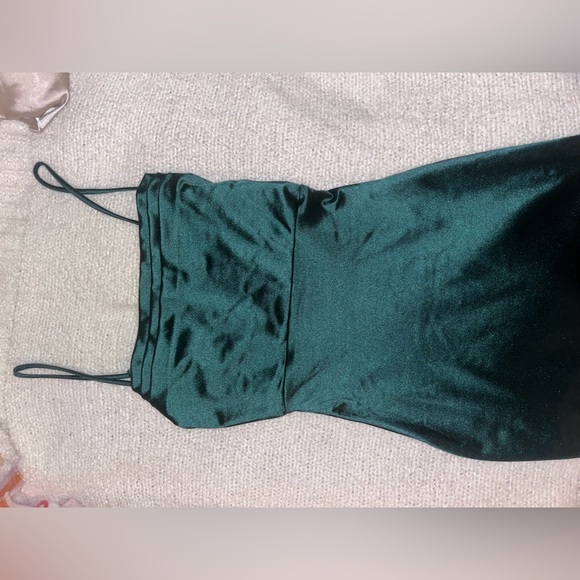 satin green prom dress - Picture 4 of 5